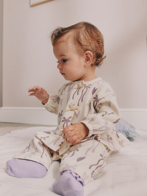Purple Bow Baby Sweat Top And Joggers Set 2 Piece (0mths-2yrs)