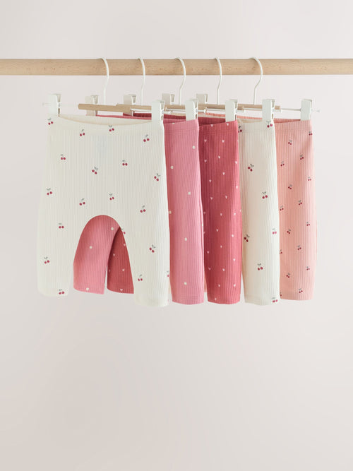 Pink Cherry Print Baby Leggings 5 Pack (0mths-2yrs)