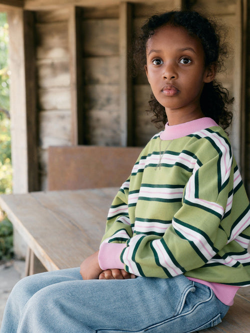 Green/Pink Stripe Sweatshirt (3-16yrs)