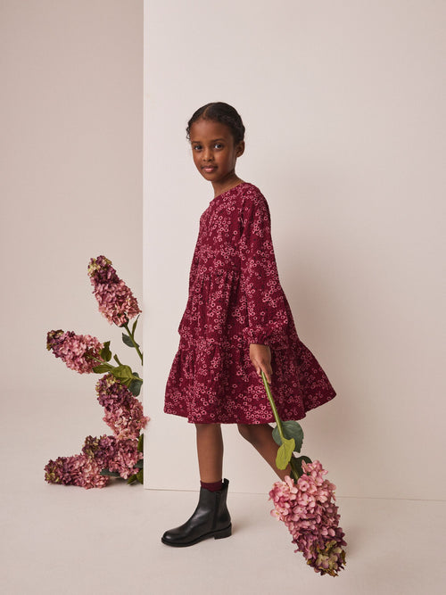 Pink Plum Long Sleeve Cinkle Jersey Dress (3-16yrs)