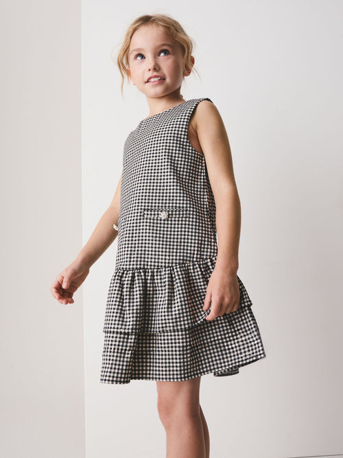 Monochrome Mono Check Rara Dress (3-16yrs)