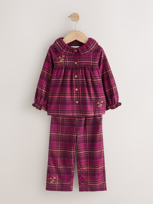 Purple Check Woven Button Through Pyjamas (9mths-10yrs)