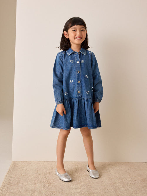 Denim Long Sleeve Dress (3-16yrs)
