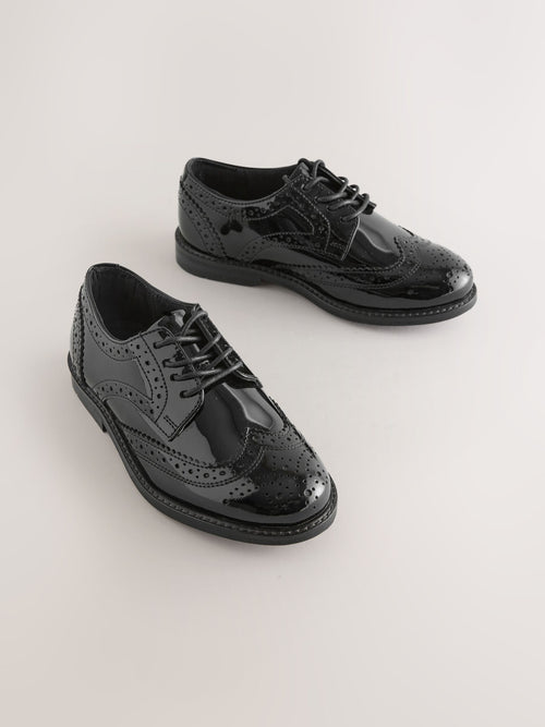 Black Patent Standard Fit (F) Leather Laceup Brogue Shoes