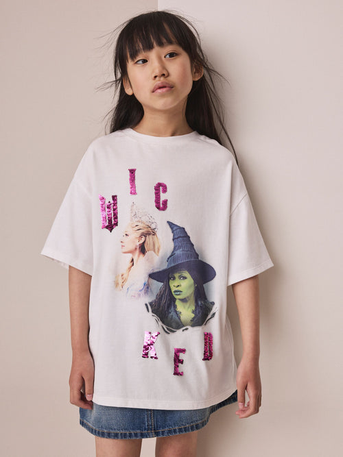 White Wicked Sequin Oversized T-Shirt (3-16yrs)