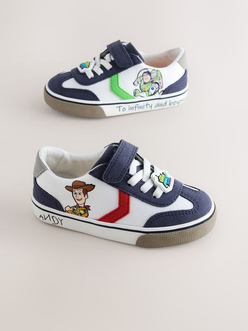 White Toy Story Wide Fit (G) Touch Fastening Elastic Lace Trainers