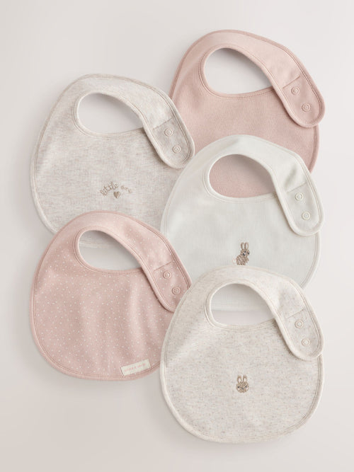 Neutral Bunny Baby Bibs 5 Pack