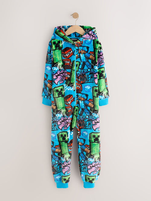 Blue Minecraft Fleece All-In-One (4-16yrs)