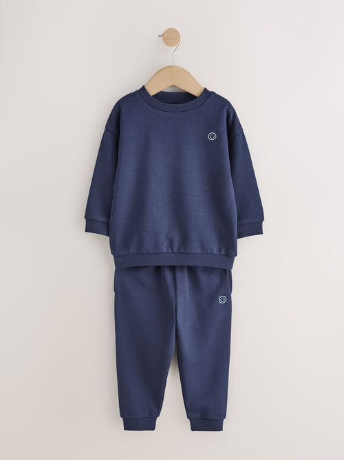 Navy Smile Crew Joggers Set (3mths-7yrs)