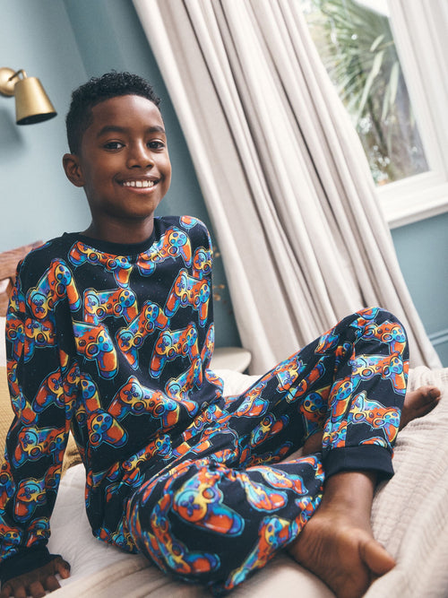 Multi Bright Gamer Printed Cosy Fleece Pyjamas (3-16yrs)