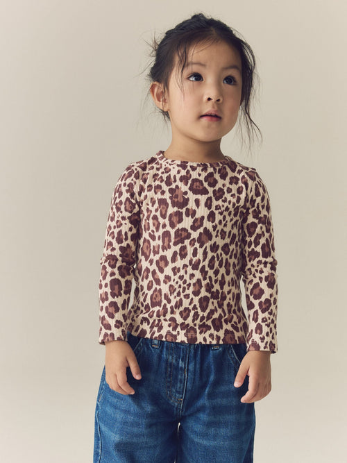 Leopard Long Sleeve Ribbed Top (3mths-7yrs)