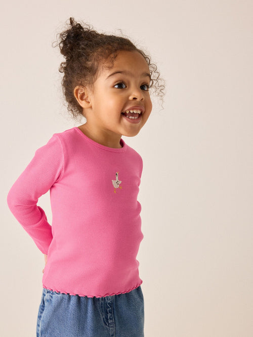 Pink Goose Rib Long Sleeve T-Shirt (3mths-7yrs)