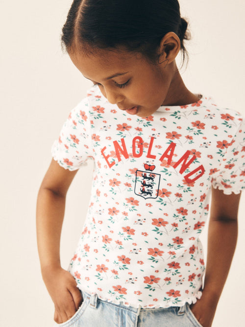 White Floral Toffs England Short Sleeve T-Shirt (3-16yrs)