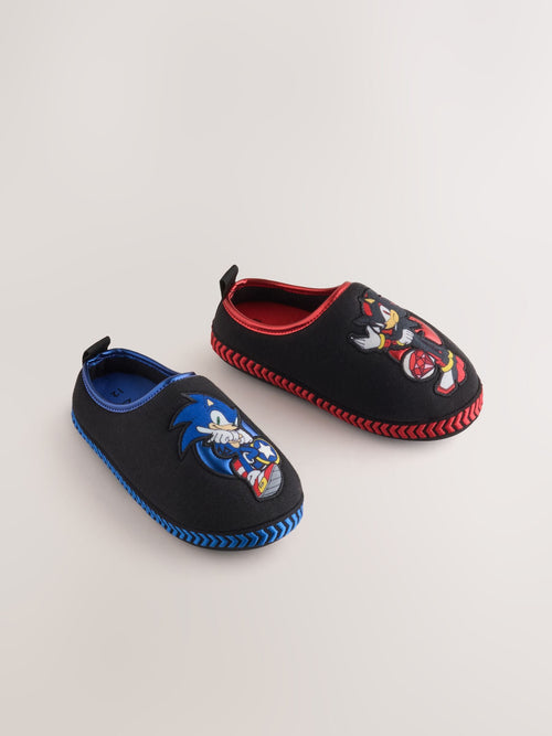 Black Sonic The Hedgehog Mule Slippers