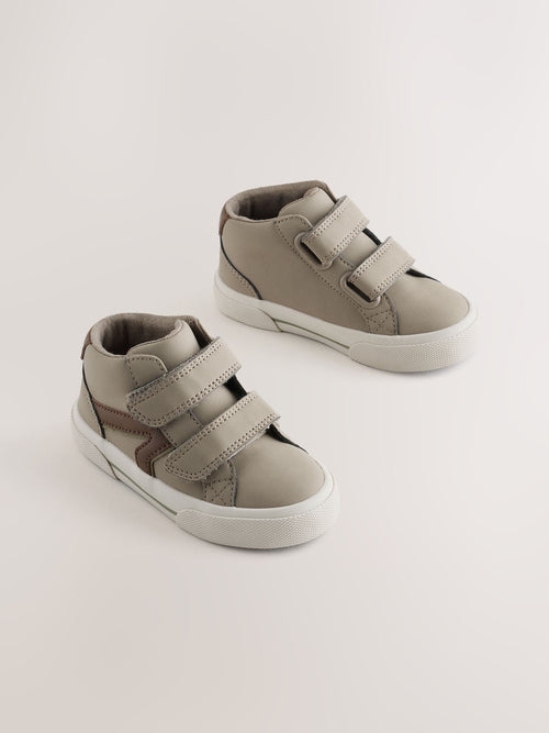 Dark Natural Hi-Top Touch Fastening Trainers