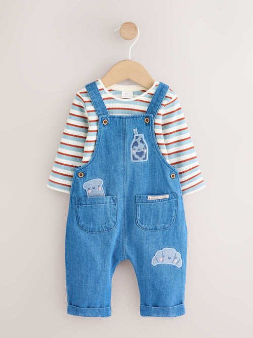 Blue Milk Club Denim Dungaree and Textured Bodysuit Baby Set (0mths-2yrs)