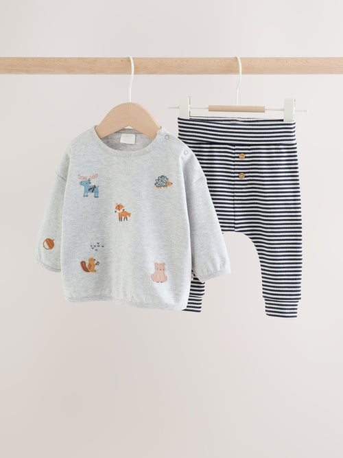 Grey Woodland Characters Top and Leggings Baby Set (0mths-2yrs)