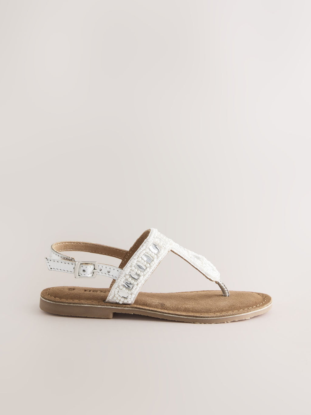 Silver Toe Thong Embellished Sandals