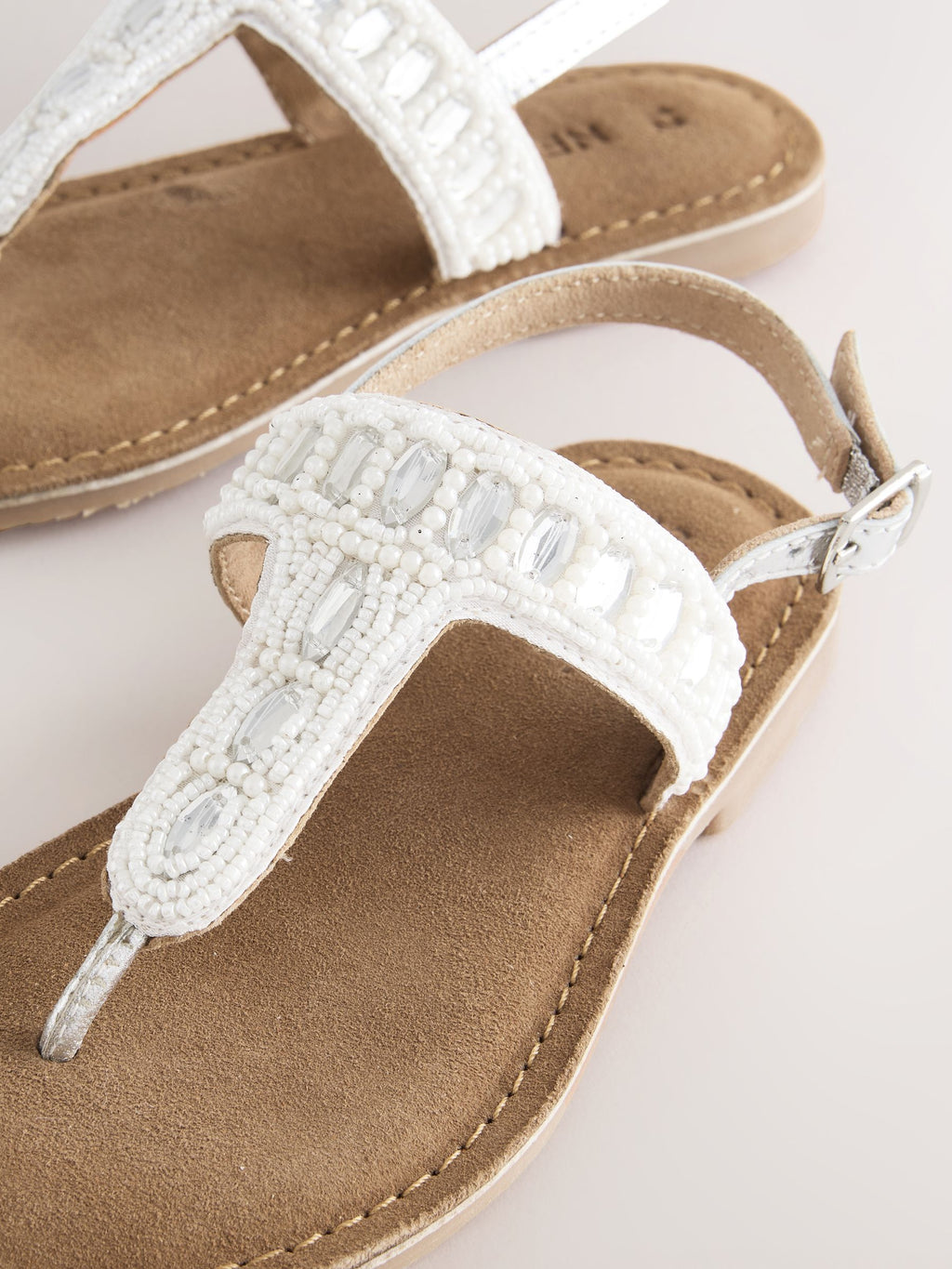 Silver Toe Thong Embellished Sandals