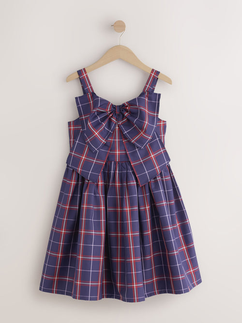 Blue/Red Check Bow Front Occasion Dress (6-16yrs)