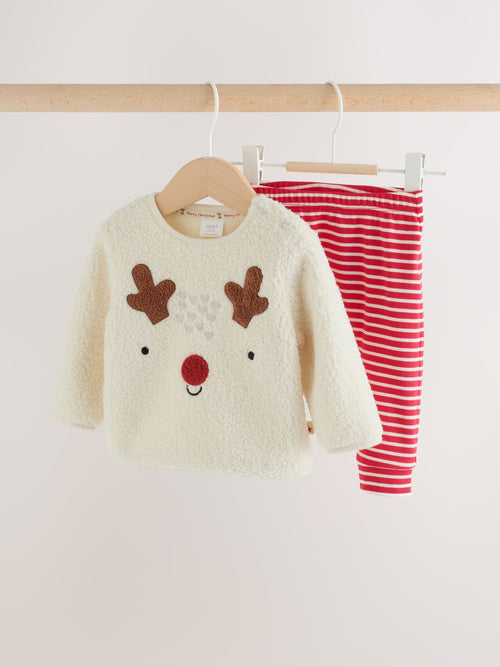 Neutral Reindeer Baby Fleece Top and Leggings Set (0mths-2yrs)