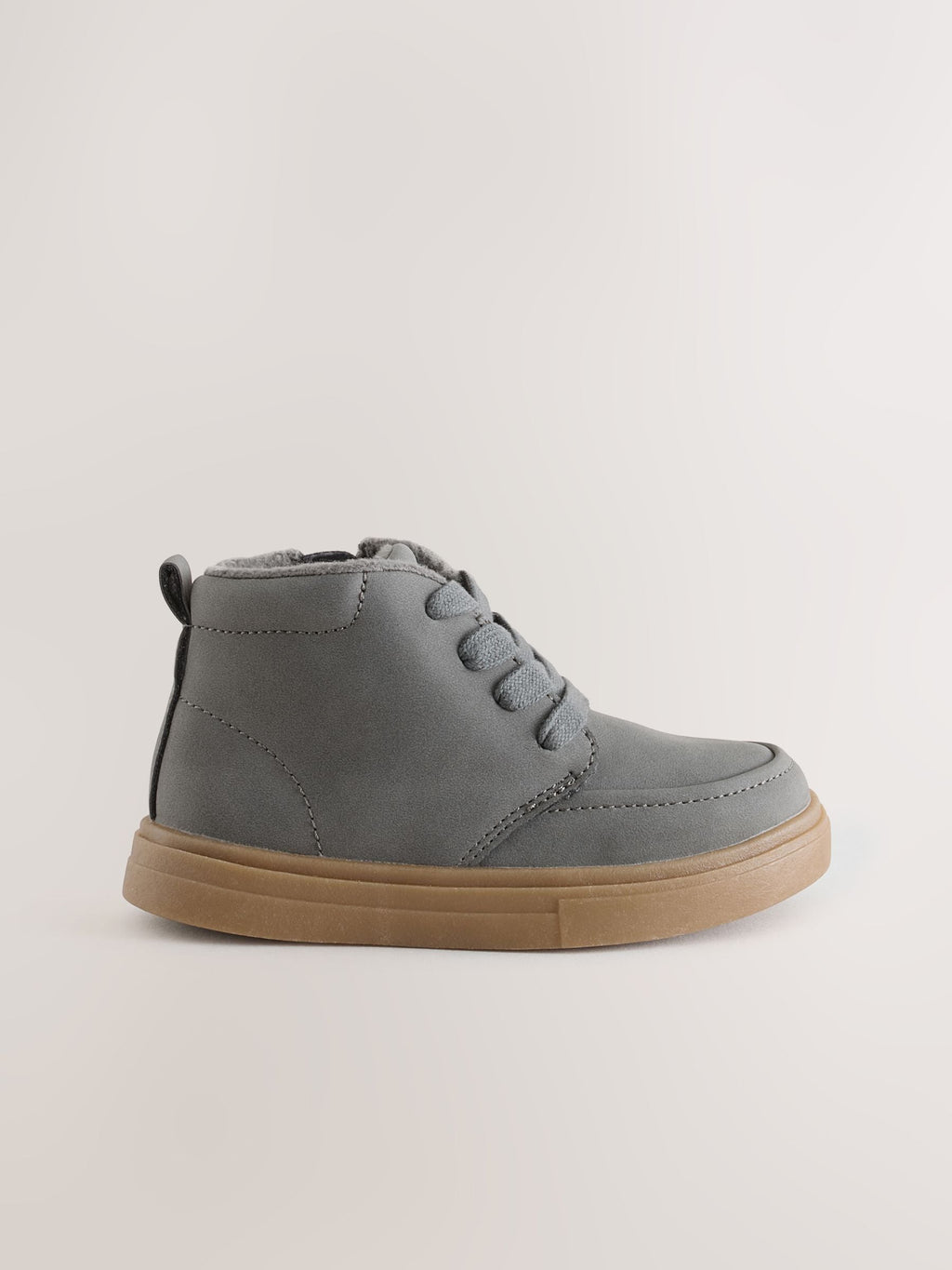 Grey Warm Lined Lace up Boots