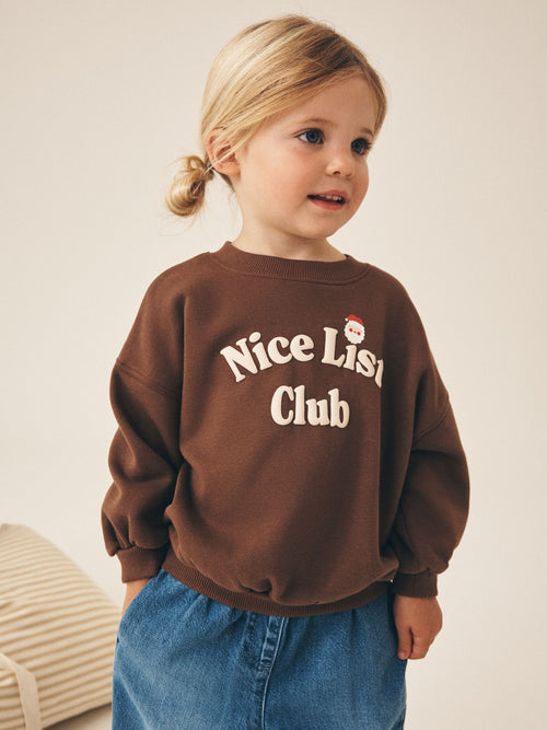 Brown Christmas Slogan Crew Neck Sweatshirt (3mths-7yrs)