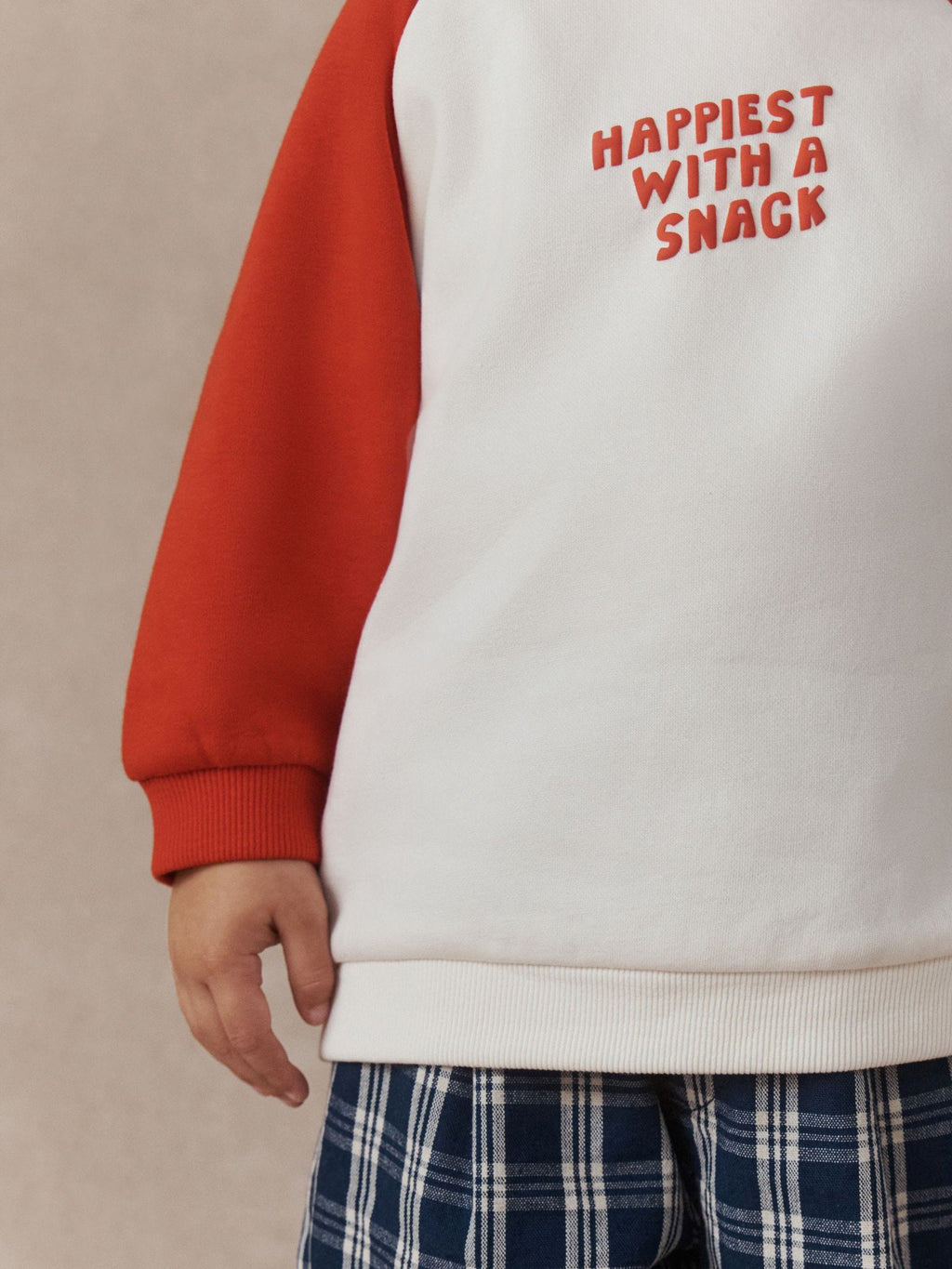 Red/White Happiest With A Snack Printed Crew Neck Sweat Top (3mths-7yrs)