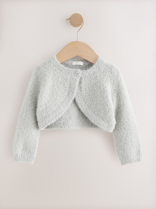 Silver Occasion Bridesmaid Knitted Fluffy Cardigan Shrug (12mths-16yrs)