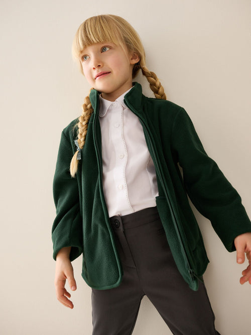 Green Zip-Up Fleece Jacket With Pockets (3-16yrs)