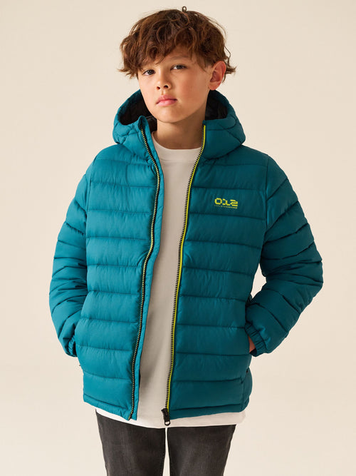Teal Blue Quilted Midweight Hooded Jacket (3-17yrs)