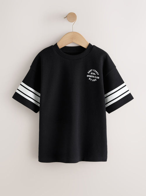 Black Varsity Relaxed Fit T-Shirt (3-16yrs)