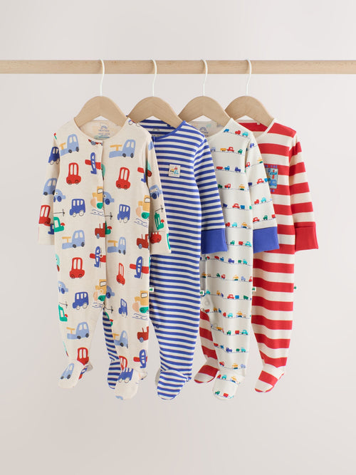 Bright Transport Baby Sleepsuits 4 Pack (0mths-2yrs)