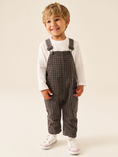 Red/Green Gingham Regular Fit Corduroy Dungarees (3mths-7yrs)