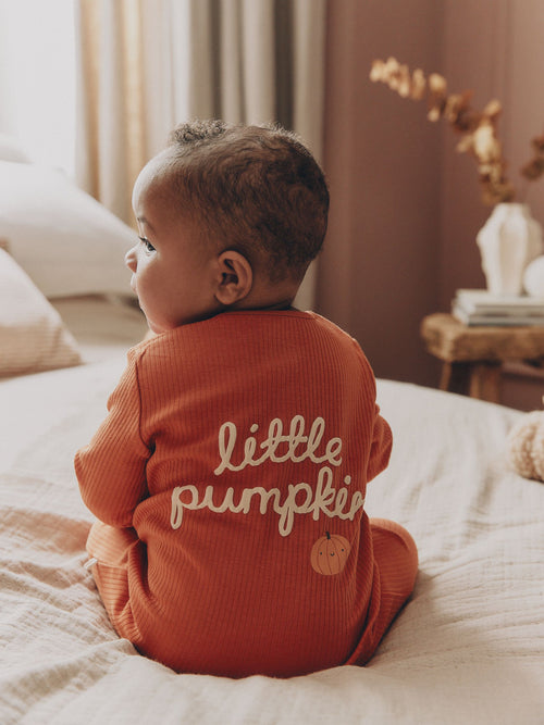 Orange Little Pumpkin Two Way Zip Baby Sleepsuit (0mths-3yrs)