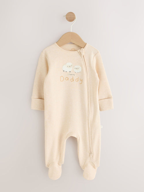 Neutral I Love My Daddy Two Way Zip Baby Sleepsuit (0-18mths)
