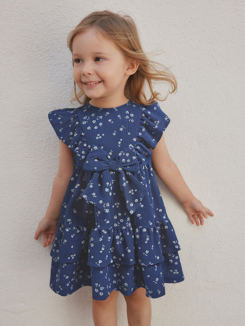 Navy Tiered Summer Dress (3mths-7yrs)