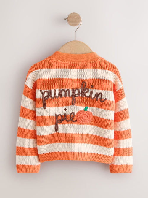 Orange Pumpkin Pie V-Neck Cardigan (3mths-7yrs)