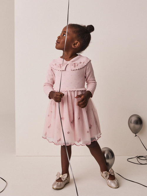 Pink Occasion Bow Collar Dress (3mths-10yrs)