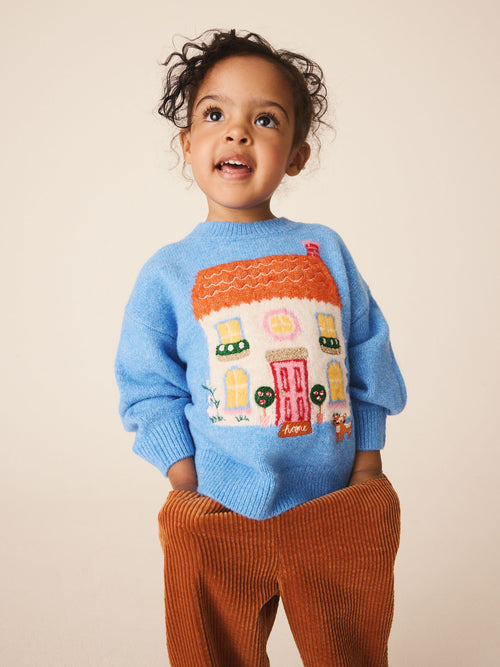Blue Boxy Jumper (3mths-7yrs)