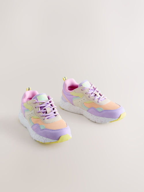 Multi Bright Wide Fit (G) Lace-Up Colourblock Trainers