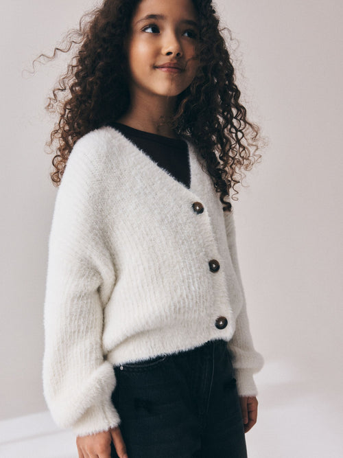 Ecru V-Neck Cardigan (3-16yrs)