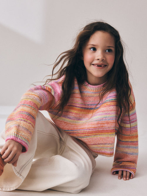 Pink Rainbow Fluffy Jumper (3-16yrs)
