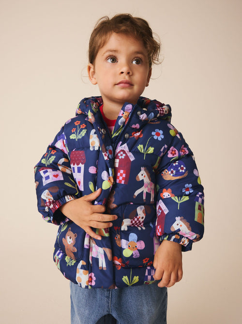 Navy Character Shower Resistant Padded Coat (3mths-7yrs)