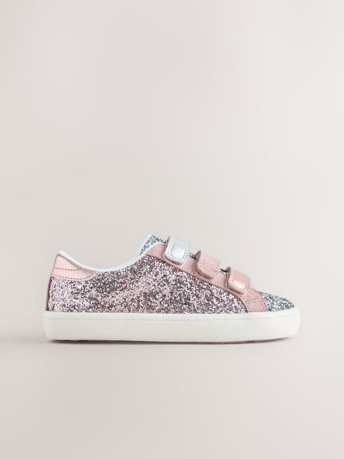 Pink Glitter Standard Fit (F) Low Top Trainers