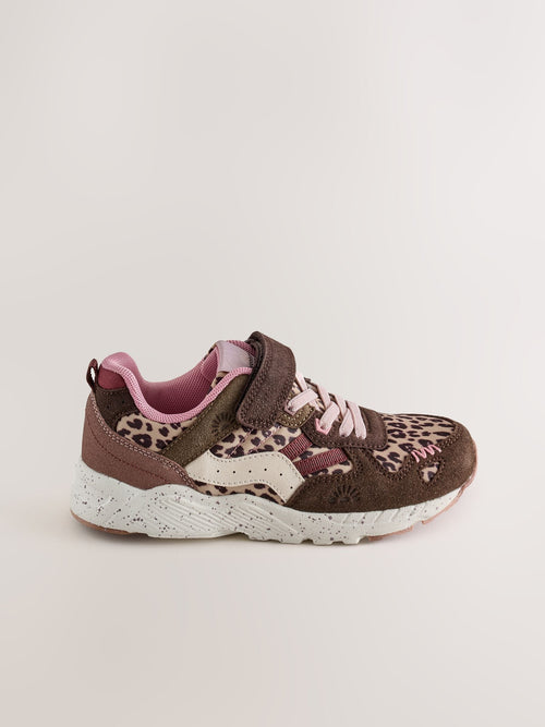 Animal Print Standard Fit (F) Lace-Up Colourblock Trainers