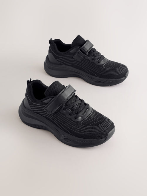 Black Standard Fit (F) Elastic Lace-Up Trainers