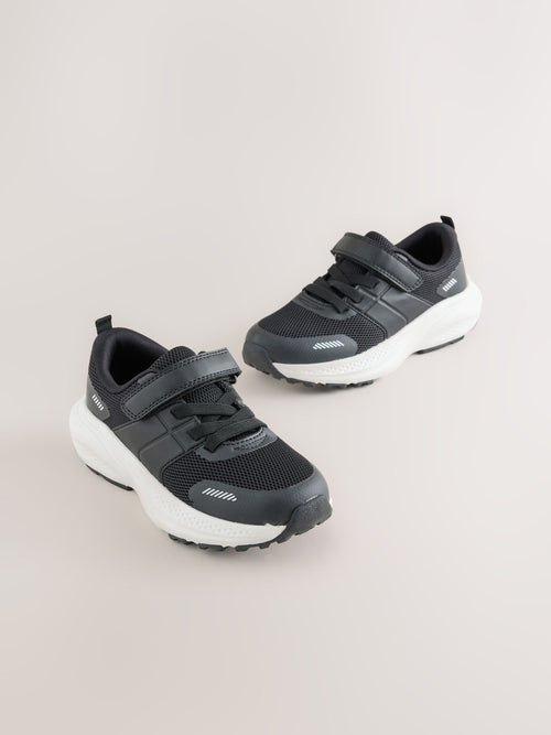 Black Lace Up Mesh Trainers