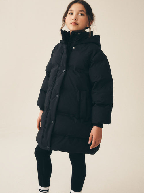 Black Waterproof Faux Fur Lined Padded Coat (3-16yrs)