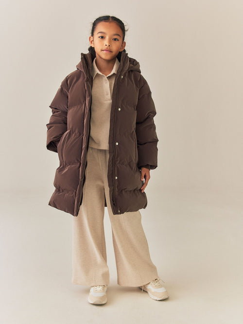 Chocolate Brown Waterproof Faux Fur Lined Padded Coat (3-16yrs)